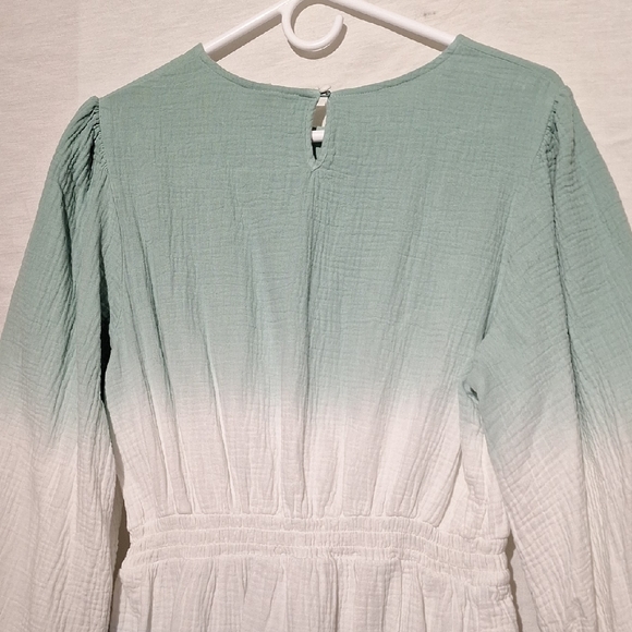 Boho Cotton Midi Dress, Blue Green Ombre, Universal, Sz 10, NWOT - Picture 9 of 13